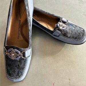 Bellini Women's Ornate Blue Suede Loafers SZ 7